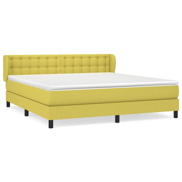 vidaXL Sommier &agrave; lattes de lit avec matelas Vert 180x200 cm Tissu