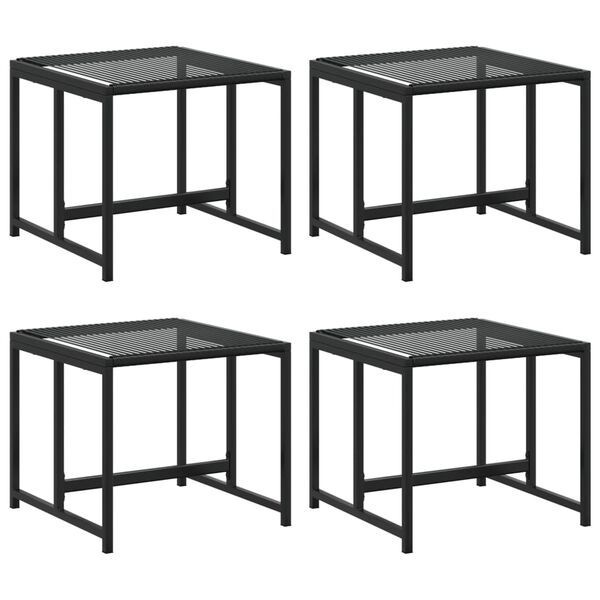 vidaXL Tabourets de jardin lot de 4 noir r&eacute;sine tress&eacute;e