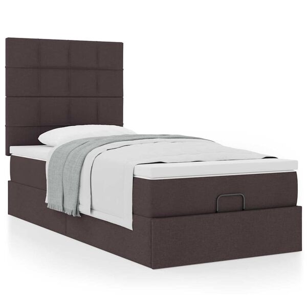 vidaXL Lit ottoman avec matelas marron fonc&eacute; 90x200 cm tissu