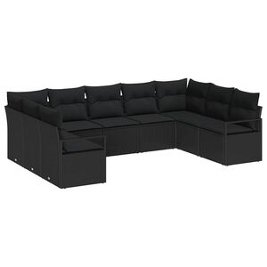 vidaXL Ensemble de Canap&eacute;s avec coussin 9 pcs Noir polyrotin