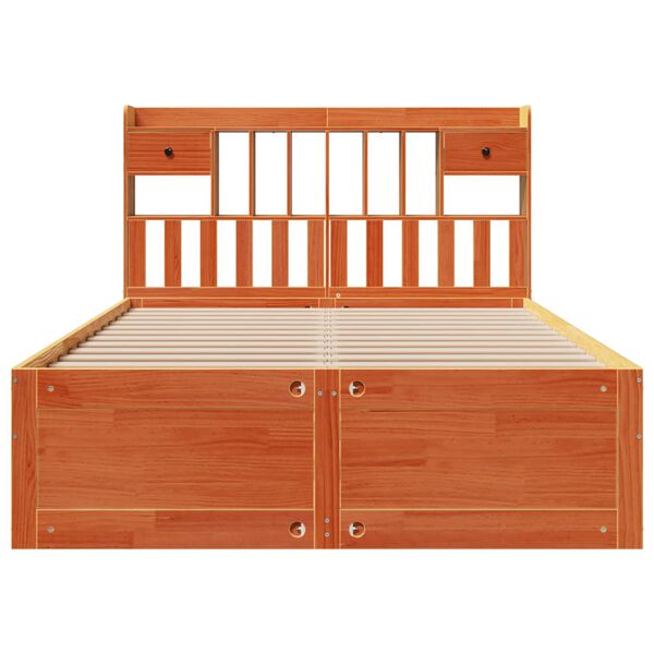 vidaXL Lit biblioth&egrave;que sans matelas cire marron 140x190 cm pin massif