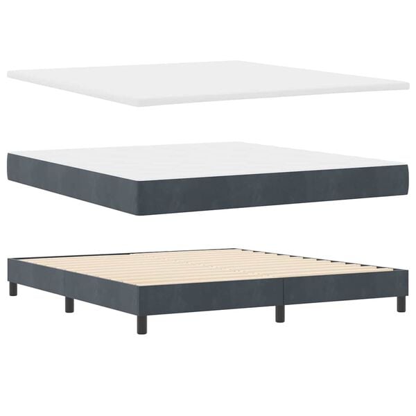 vidaXL Lit &agrave; ressorts avec matelas Gris fonc&eacute; 200 x 180 cm Velours