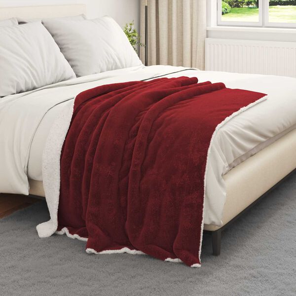 vidaXL Jet&eacute; Rouge Bordeaux 130 x 150 cm Toison