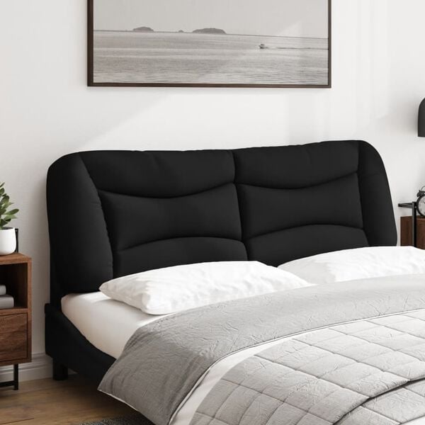 vidaXL Coussin de t&ecirc;te de lit Hvar noir 160 cm tissu