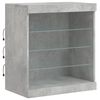 vidaXL Buffet avec lumi&egrave;res LED gris b&eacute;ton 142,5x37x67 cm