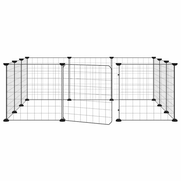vidaXL Cage pour animaux de compagnie à 12 panneaux avec porte, noire, 35 x 35 cm, acier