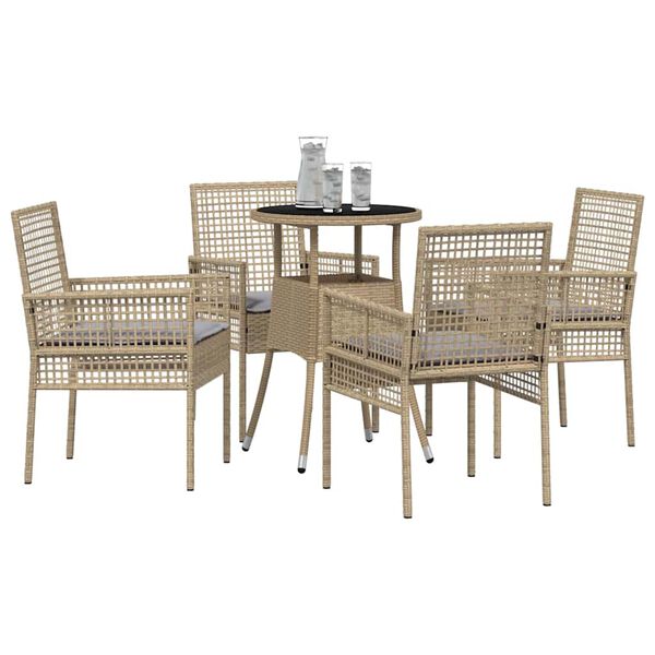 vidaXL Ensemble de salle &agrave; manger pour jardin 5 pcs Beige Poly rotin