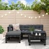 vidaXL Salon de jardin 5 pcs avec coussins noir bois massif
