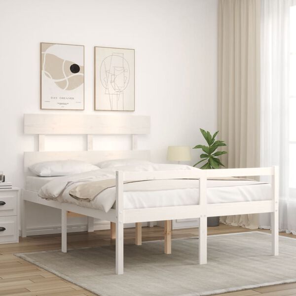 vidaXL Lit pour personne &acirc;g&eacute;e sans matelas blanc 120x200cm bois massif