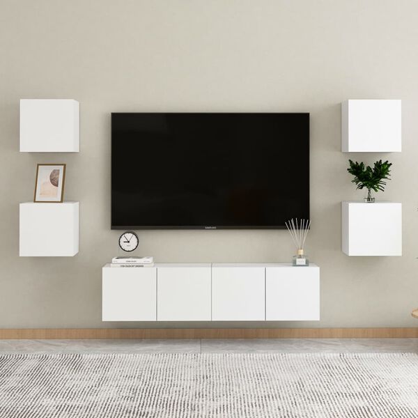 vidaXL Ensemble de meubles TV 6 pcs Blanc Bois d'ing&eacute;nierie