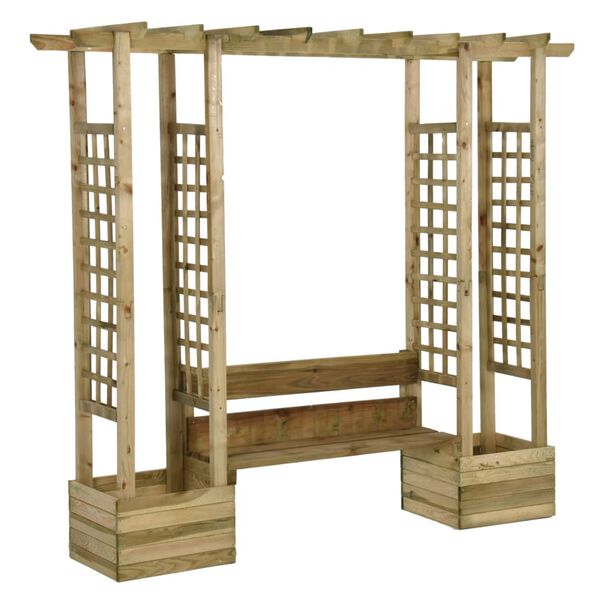vidaXL Pergola de jardin avec banc et jardini&egrave;res Bois de pin impr&eacute;gn&eacute;