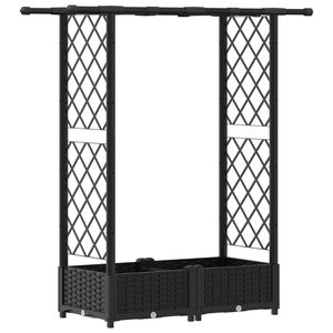 vidaXL Lit &Eacute;lev&eacute; avec Treillis et Toit Noir 122,5 x 40 x 123 cm PP