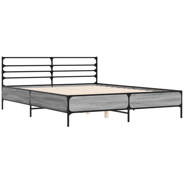 vidaXL Cadre de lit sans matelas sonoma gris 150x200 cm