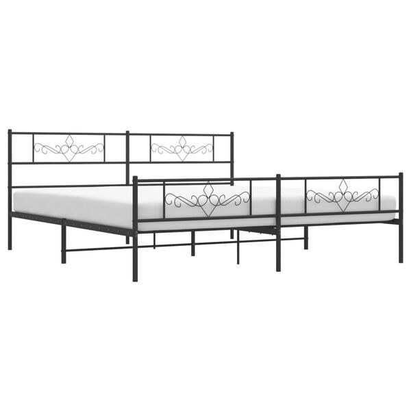 vidaXL Cadre de lit m&eacute;tal sans matelas avec pied de lit noir 180x200cm