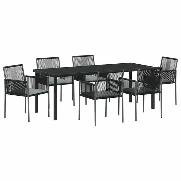 vidaXL Ensemble de salle &agrave; manger pour jardin 7 pcs Noir Rotin PE