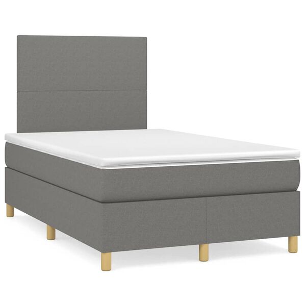 vidaXL Sommier &agrave; lattes de lit matelas LED gris fonc&eacute; 120x190 cm tissu