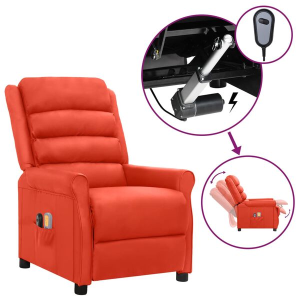 vidaXL Fauteuil de massage électrique Rouge Similicuir