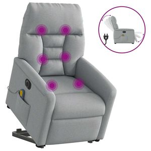 vidaXL Fauteuil inclinable de massage &eacute;lectrique Gris clair Tissu