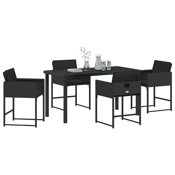 vidaXL Ensemble de salle &agrave; manger pour jardin 5 pcs Noir polyrotin