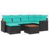 vidaXL Ensemble de canap&eacute; de jardin 7 pcs avec coussins noir r&eacute;sine tress&eacute;e
