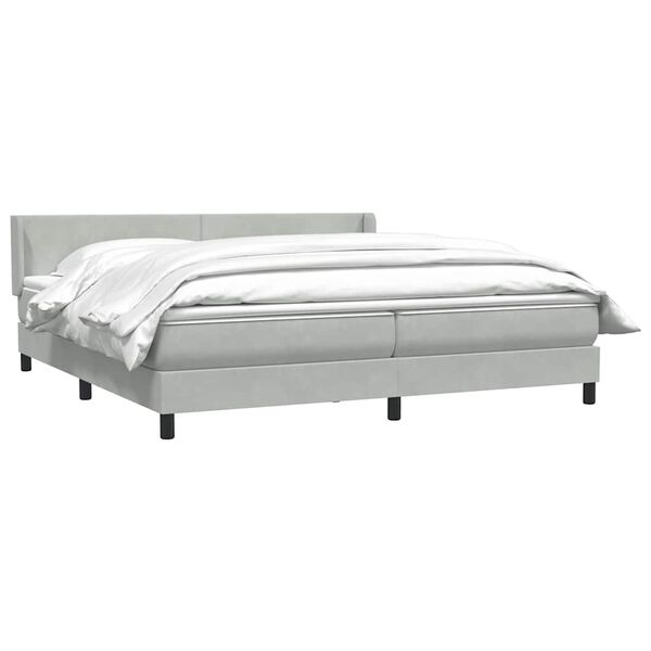 vidaXL Sommier &agrave; lattes de lit et matelas gris clair 180x210cm velours
