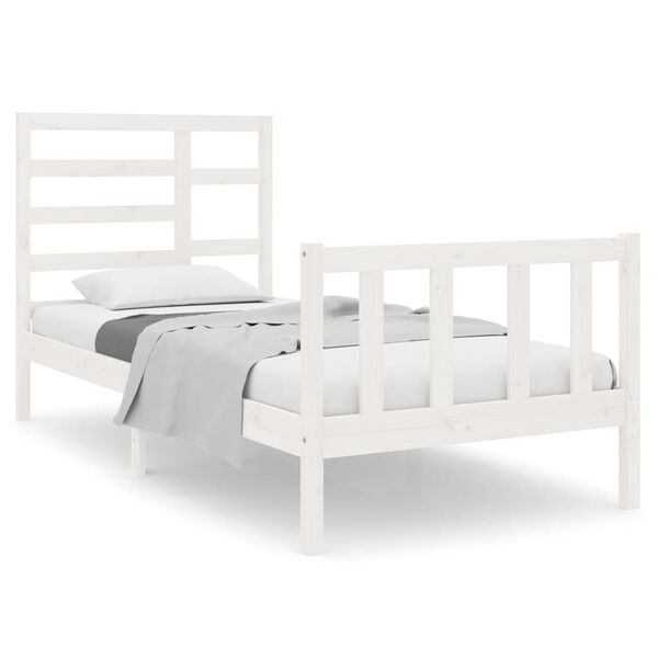 vidaXL Cadre de lit sans matelas blanc bois massif 75x190 cm