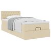 vidaXL Lit ottoman avec matelas cr&egrave;me 100x200 cm tissu