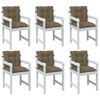 vidaXL Coussins de chaise &agrave; dossier bas lot de 6 taupe m&eacute;lang&eacute; tissu