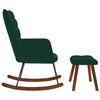 vidaXL Chaise &agrave; bascule avec tabouret en velours vert fonc&eacute;