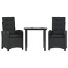 vidaXL Ensemble &agrave; manger de jardin avec coussins 3 pcs Noir