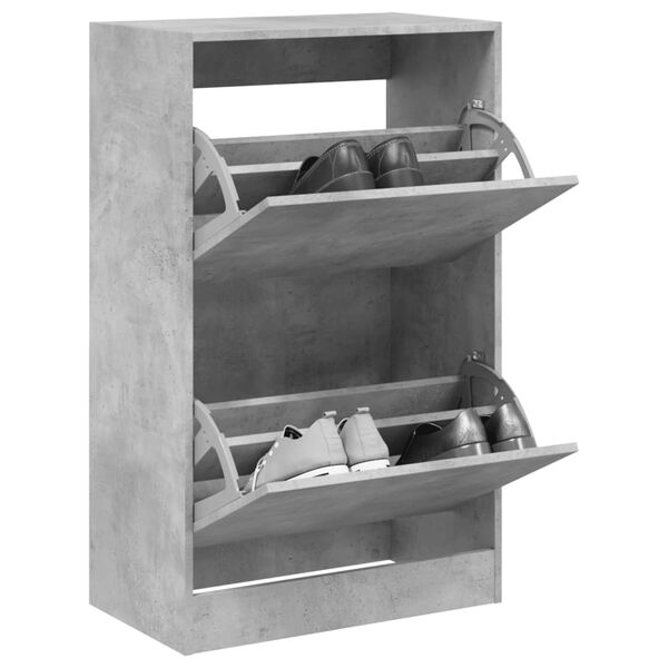 vidaXL Armoire &agrave; chaussures gris b&eacute;ton 60x34x96,5 cm bois d'ing&eacute;nierie