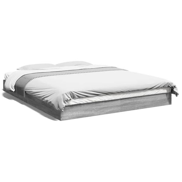 vidaXL Cadre de lit sans matelas sonoma gris 160x200cm bois ing&eacute;nierie