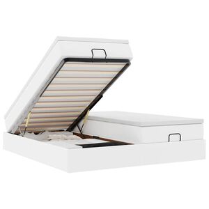 VidaXL Cadre de lit ottoman avec matelas blanc 160x200 cm similicuir