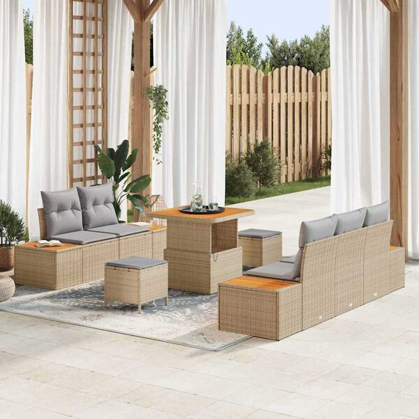 vidaXL Ensemble de canapé de jardin 8 pcs Beige et Gris clair