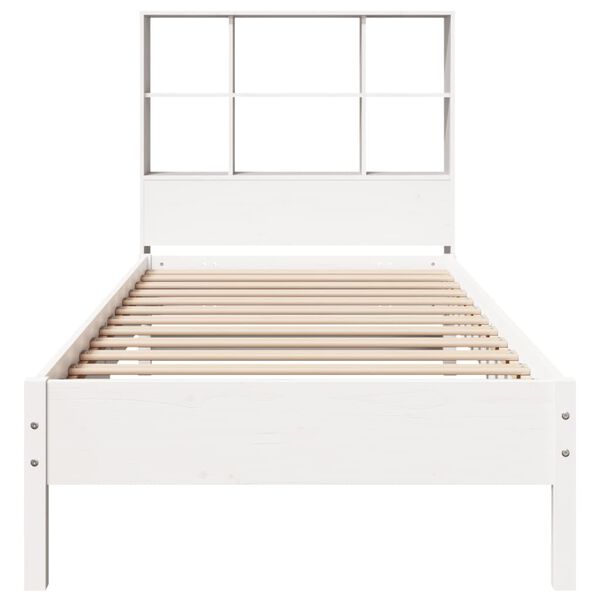 vidaXL Lit biblioth&egrave;que sans matelas blanc 90x190cm bois de pin massif