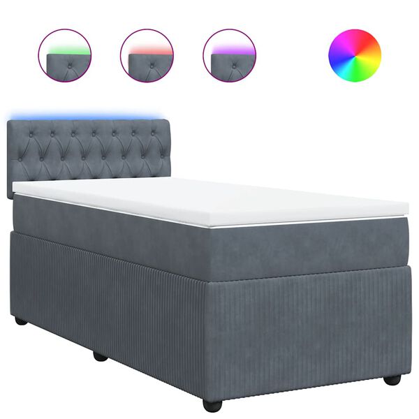 vidaXL Sommier à lattes de lit et matelas Gris foncé 90x190 cm Velours