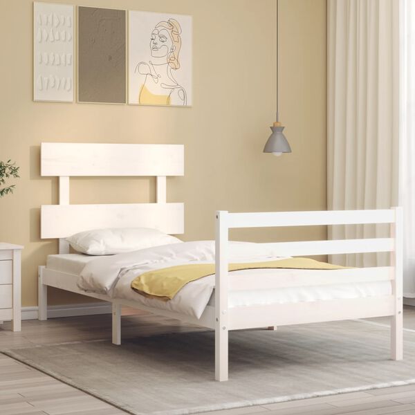 vidaXL Cadre de lit sans matelas blanc 100x200 cm bois massif