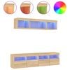 vidaXL Unit&eacute;s murales TV avec LED 5 pcs ch&ecirc;ne sonoma bois d'ing&eacute;nierie