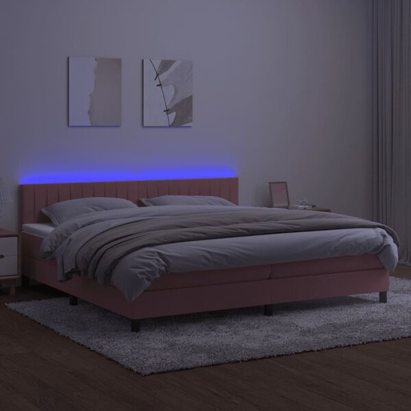 vidaXL Sommier à lattes de lit avec matelas et LED Rose 200x200 cm