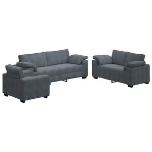vidaXL Ensemble de canap&eacute;s 3 pcs avec coussins Gris fonc&eacute; Velours