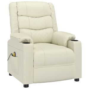 vidaXL Fauteuil de massage Cr&egrave;me Similicuir