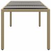 vidaXL Table de jardin 190x90x75 cm Verre trempé/résine tressée Beige
