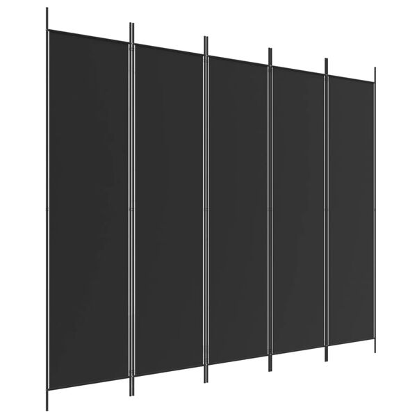 vidaXL Cloison de s&eacute;paration 5 panneaux Noir 250x200 cm Tissu
