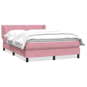 vidaXL Sommier &agrave; lattes de lit avec matelas rose 160x210 cm velours