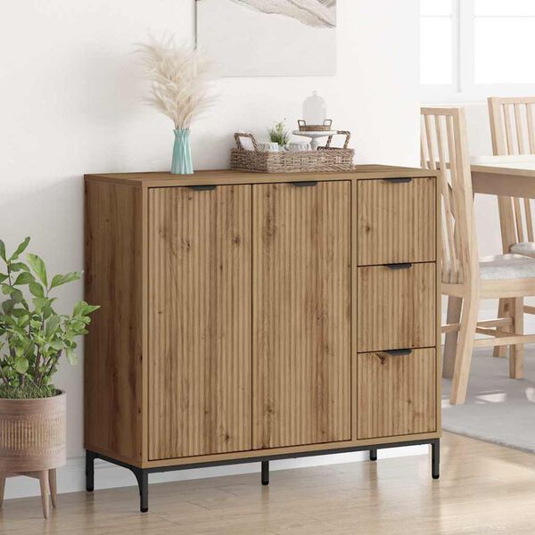 vidaXL Buffet Ch&ecirc;ne artisanal 89,5 x 33 x 82 cm Bois d'ing&eacute;nierie