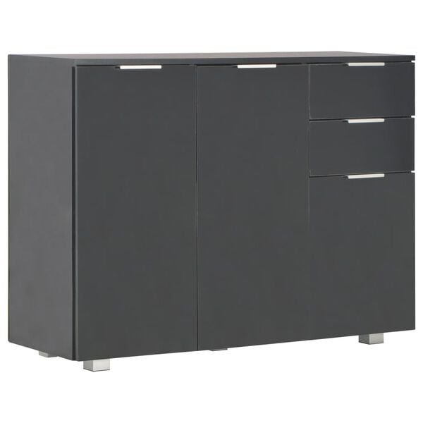 vidaXL Buffet Noir brillant 107x35x80,5 cm