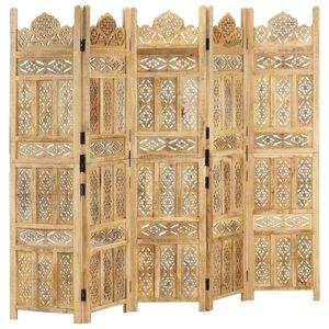 vidaXL Cloison de s&eacute;paration 5 panneaux 200x165 cm Bois de manguier