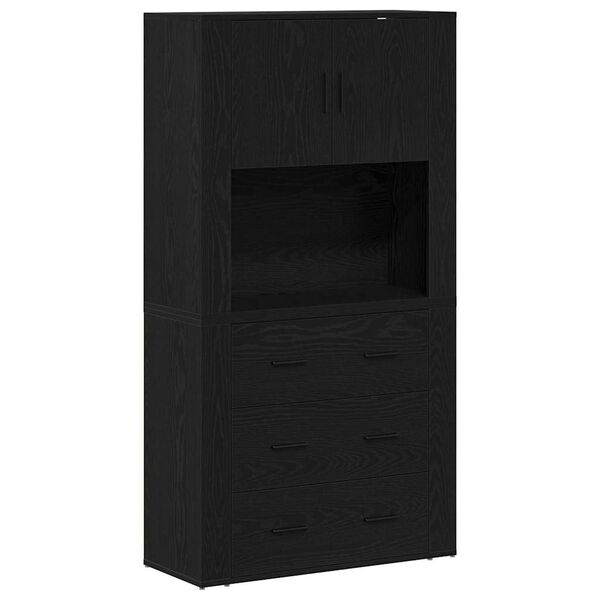 vidaXL Haut de buffet Ch&ecirc;ne noir 80 x 33 x 150 cm Bois d'ing&eacute;nierie
