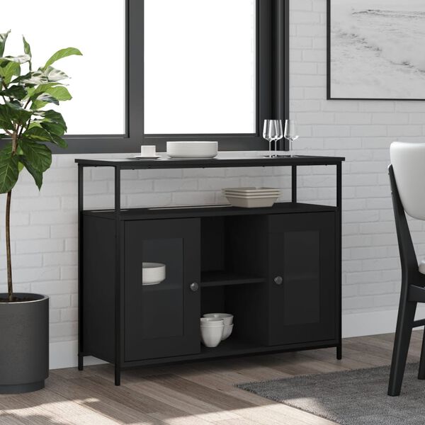 vidaXL Buffet noir 100x35x80 cm bois d'ingénierie