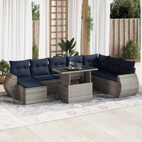 vidaXL Ensemble de canap&eacute;s de jardin 9 pcs et coussins rotin acacia